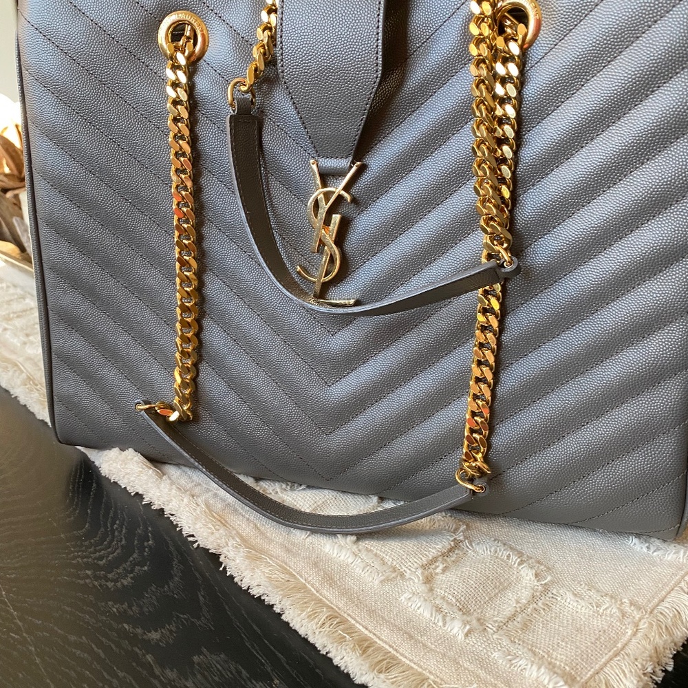 YSL Yves Saint Laurent Matelasse Chevron Shopping Tote